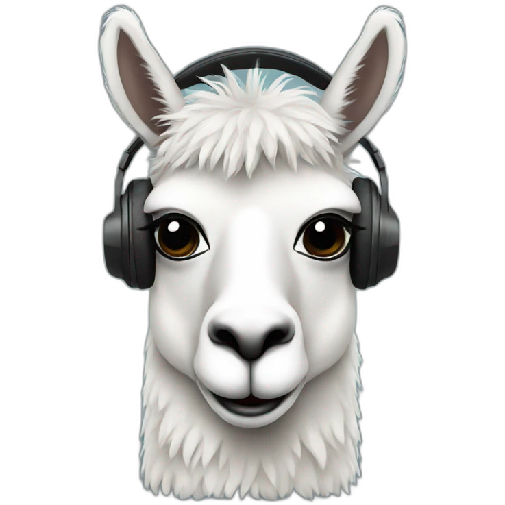 llama wearing headphones working on a macbook emoji