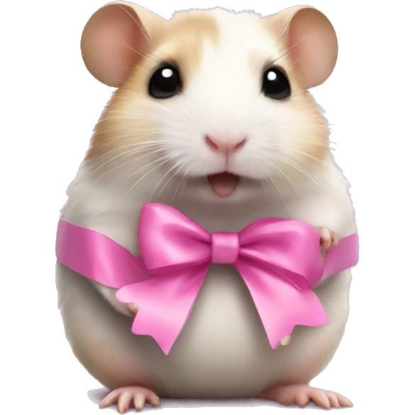 full body hamster with pink ribbon bow emoji