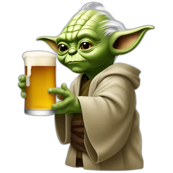 Yoda entrain de boire une bière emoji