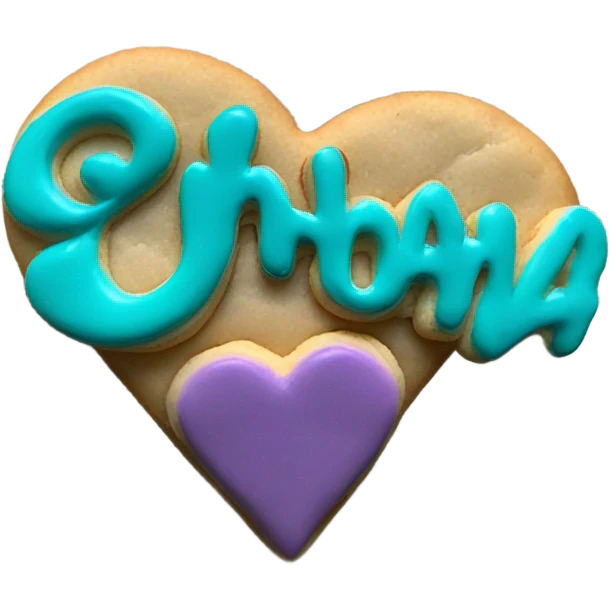 Teal purple Cookie heart with ohana emoji