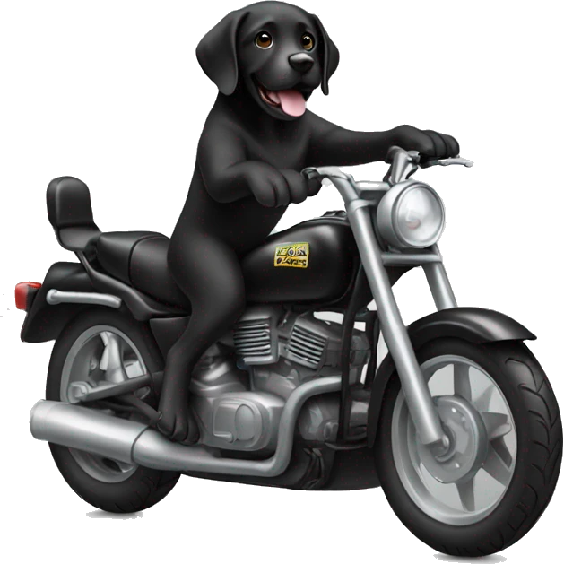 cool black lab riding motorbike emoji