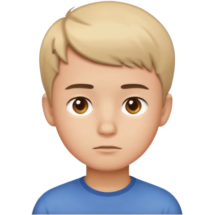 head of a boy thinking, simple emoji style, short hair emoji