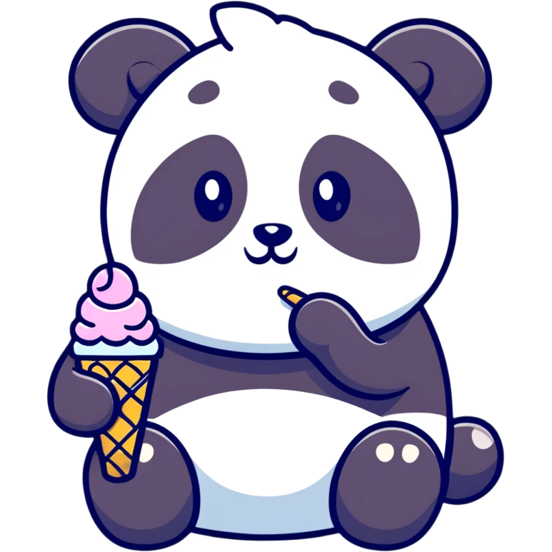 Panda eating ice cream emoji