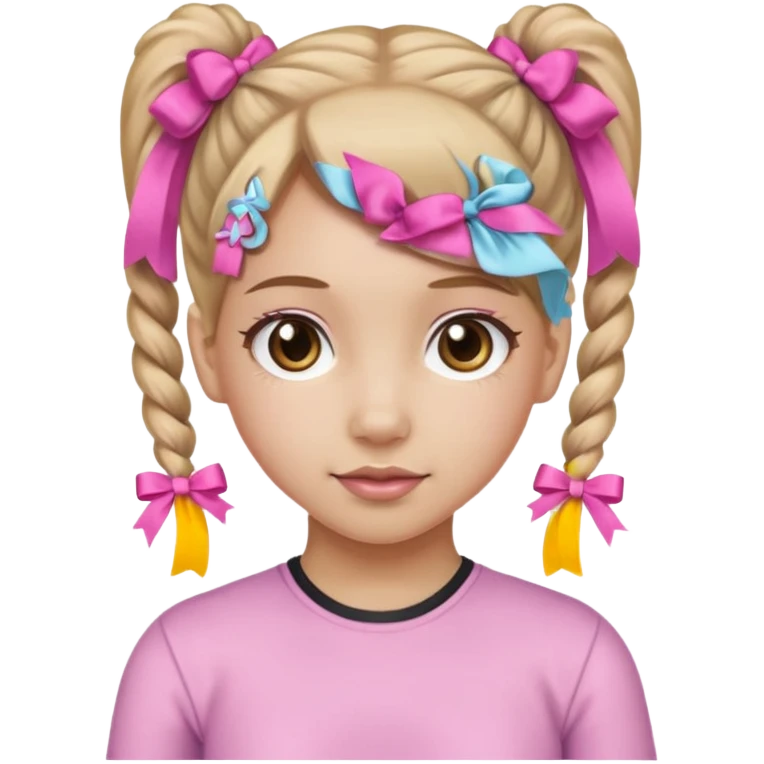 a bay girl with two ponytails and pink ribbons emoji