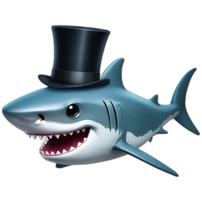 Shark with a top hat emoji