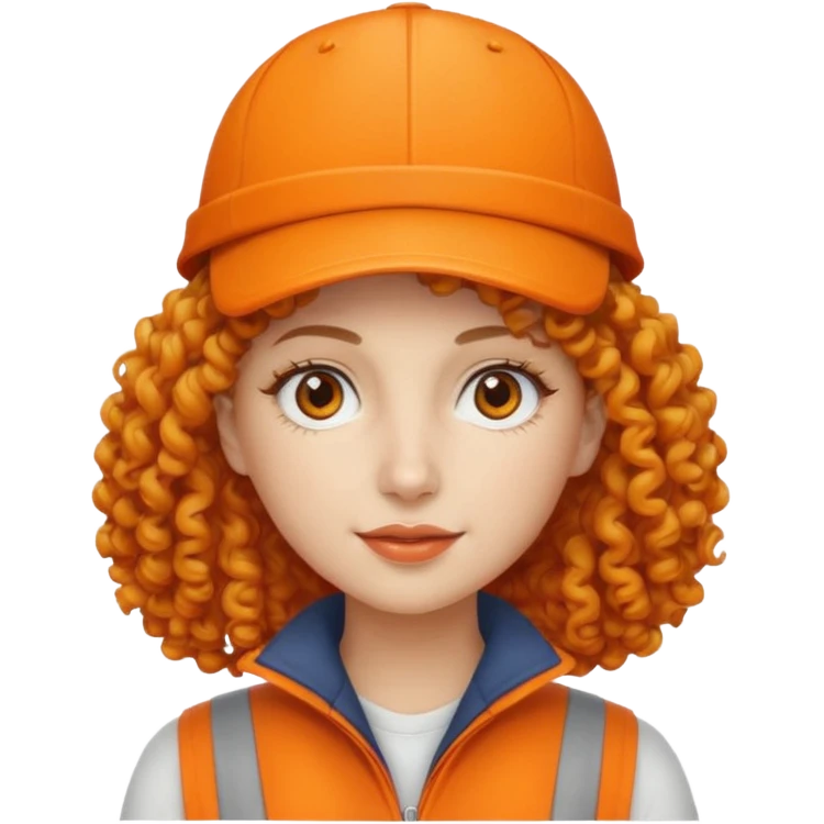 curly haired woman with orange cap emoji