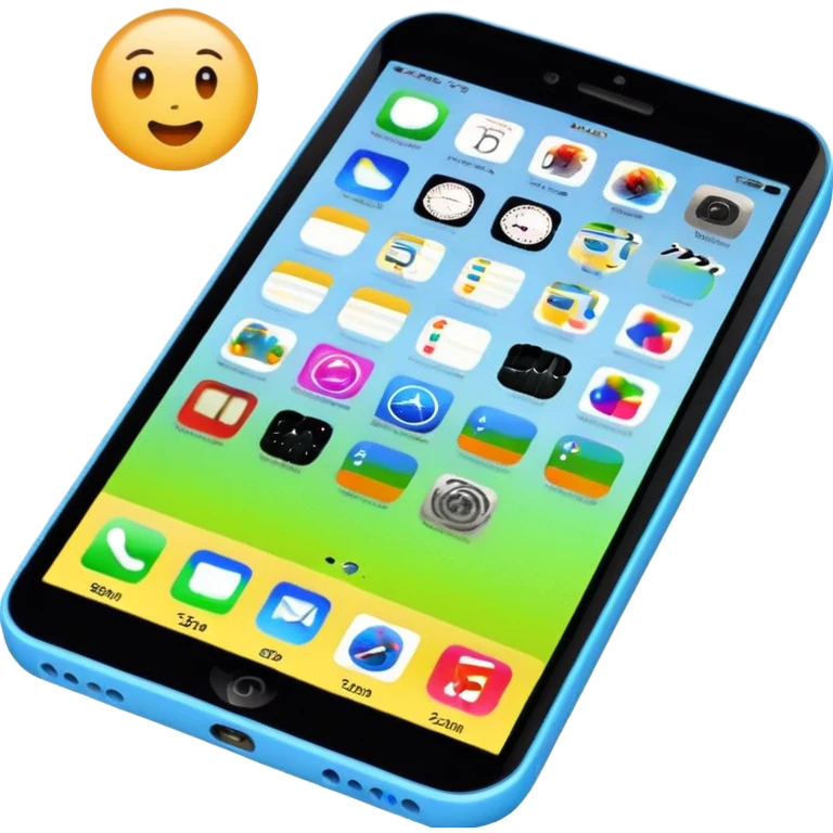 iPhone 5C on iOS 7, app icons, data and Wi-Fi emoji