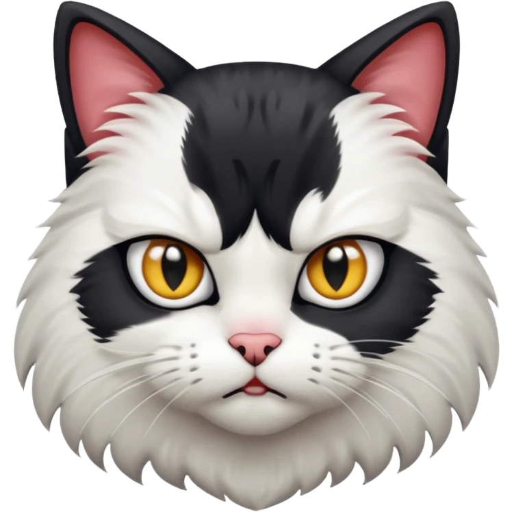 Angry black and white cat emoji