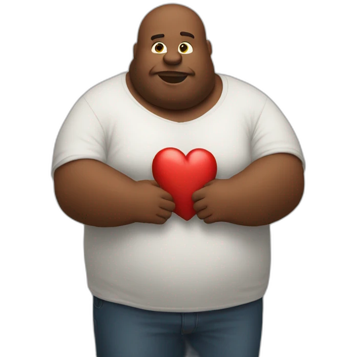 bold fat man doing heart good with hands emoji