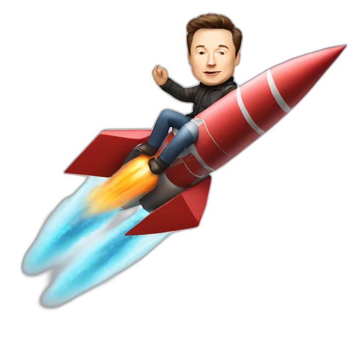 elon musk riding a rocket emoji