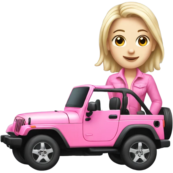 White Girl in pink jeep emoji