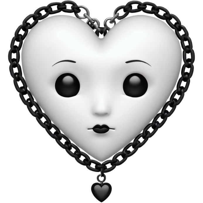 white goth heart with black studs or chains emoji