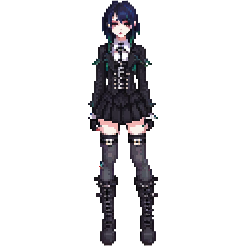 gothic femboy with dark makeup and platform boots emoji