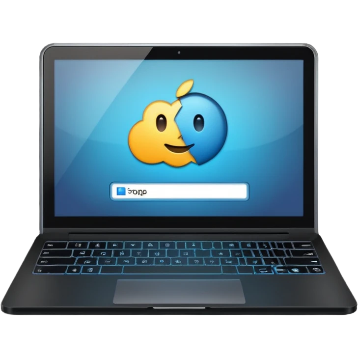 laptop with application open on screen emoji