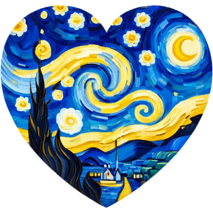 Vangogh starry night in a heart emoji