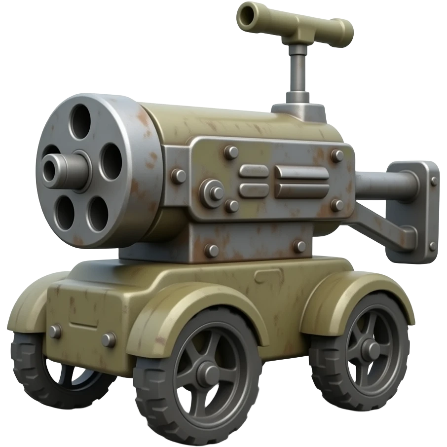 rusty gun machine on wheels emoji