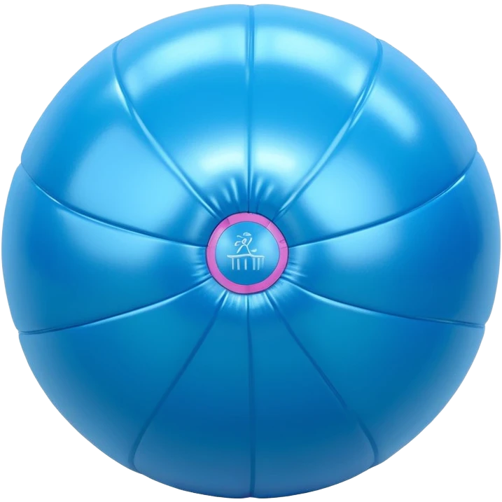 3D render of Yoga Ball made of shiny inflatable vinyl, visible seam lines, air valve, highly reflective plastic texture, pool toy aesthetic. emoji