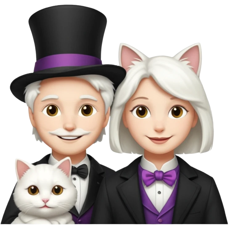 magician couple and their pet cat emoji