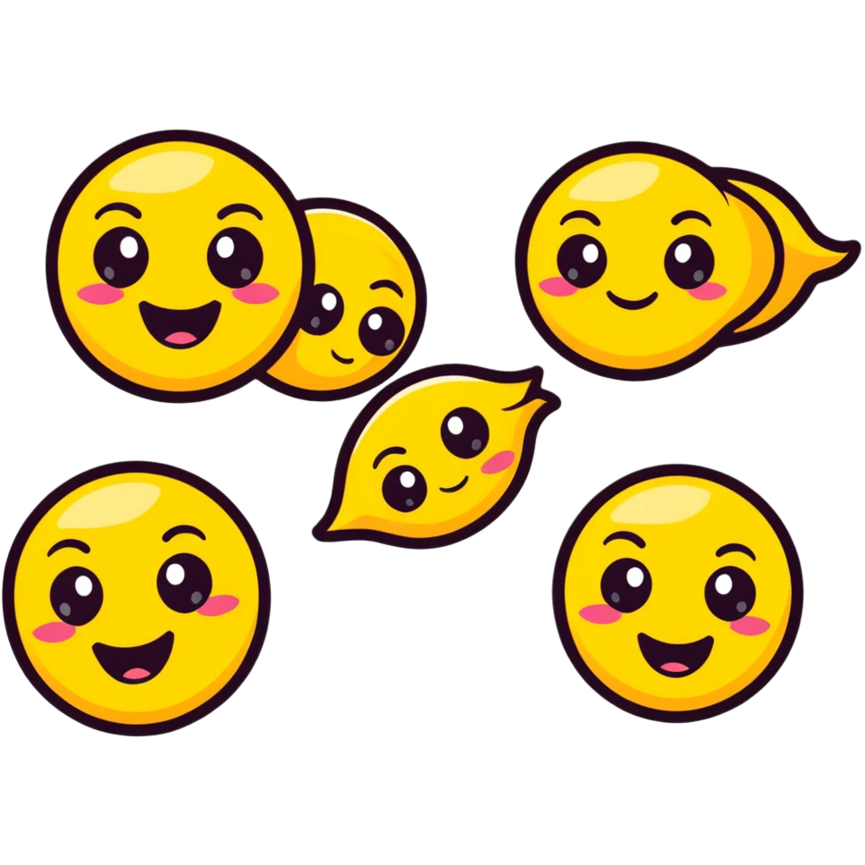 Adorable derpy emoji with googly eyes looking in different directions and a silly grin emoji