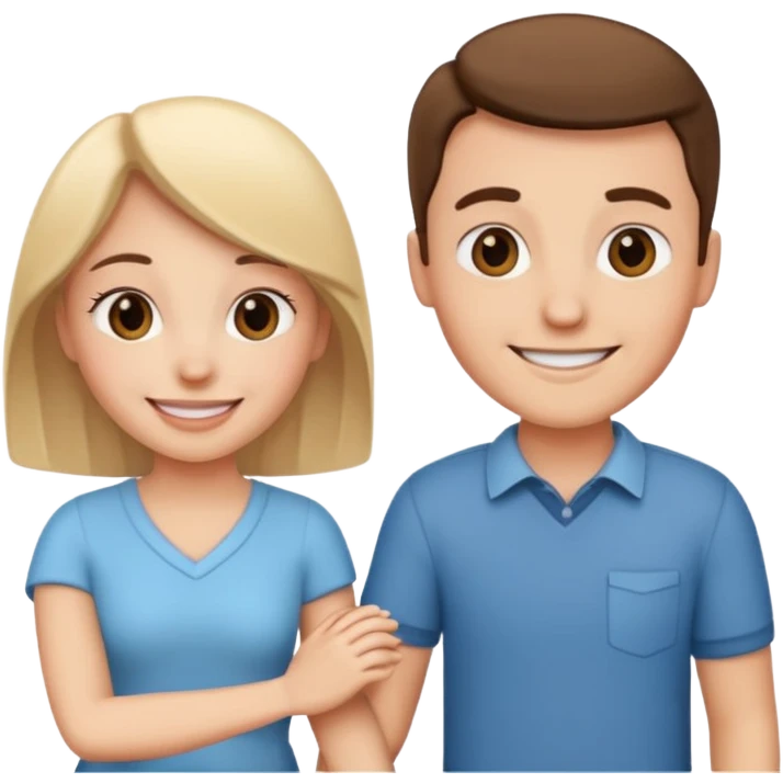 a couple sitting together, happy, simple apple emoji style emoji