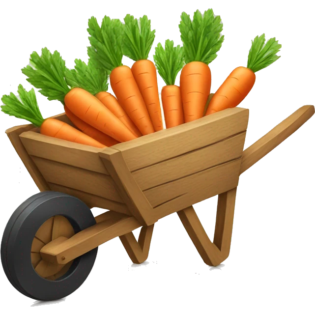 Carrots in a wooden  wheelbarrow  emoji