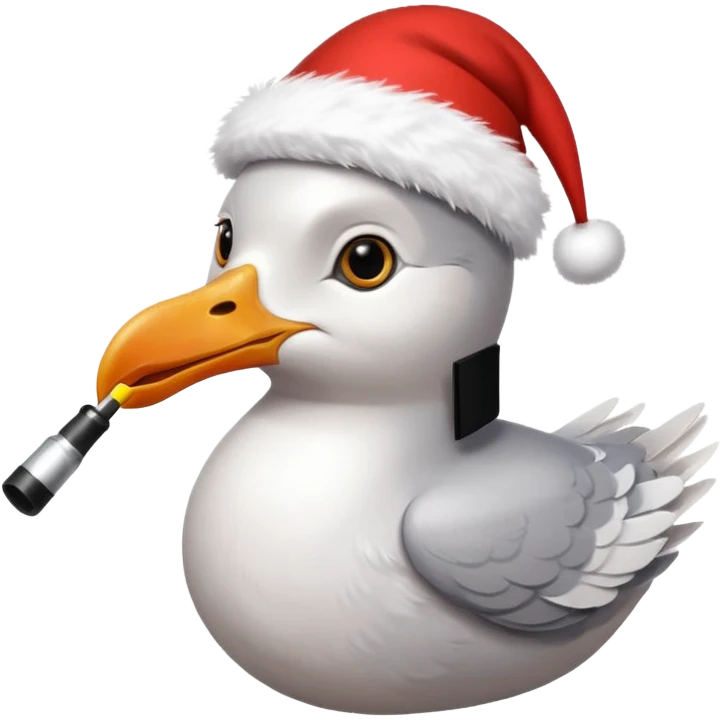 Seagull sherlock holmes with a xmas hat emoji