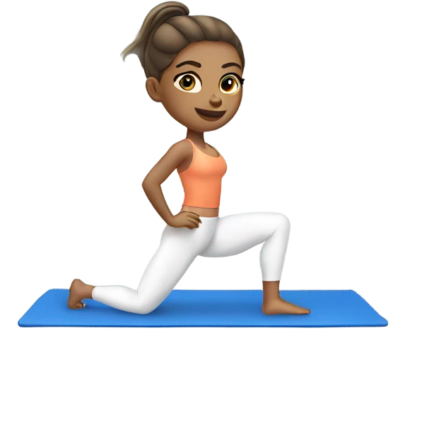 light-skinned girl doing Pilates on a mat in a tight sports suit emoji