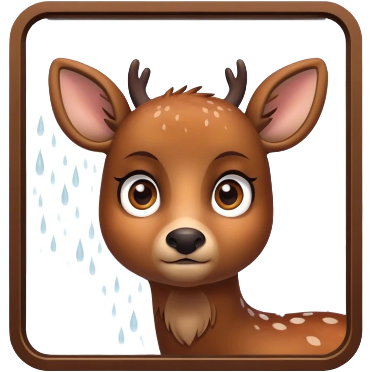 The deer looks sadly out the window in the rain. emoji