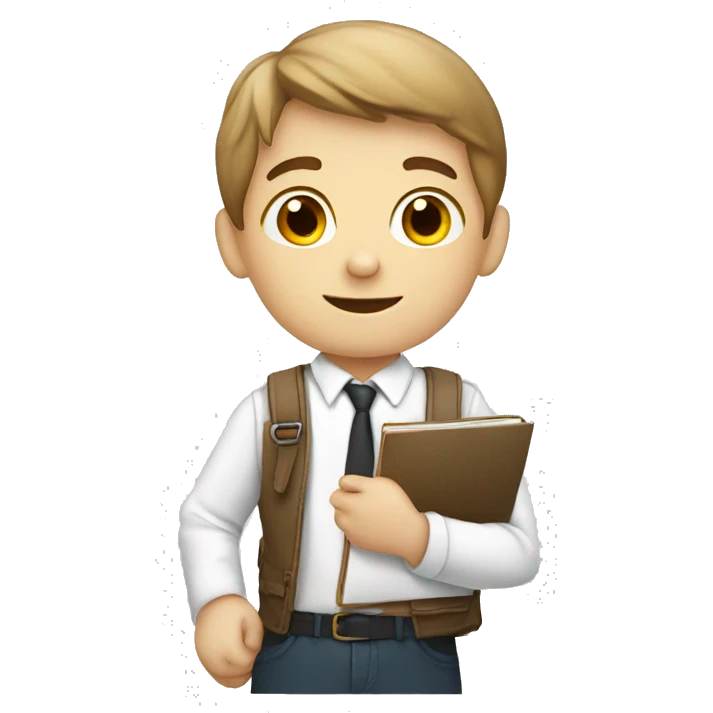 white schoolboy with palette, draws emoji