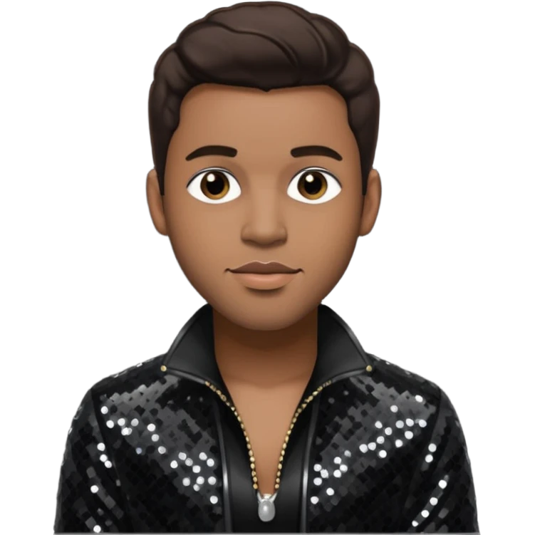 Sammie, Male R&B Singer with dark brown hair, black sequin outfit emoji