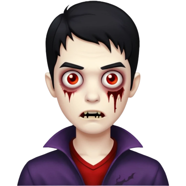 male teen with black hair zombie vampire emoji