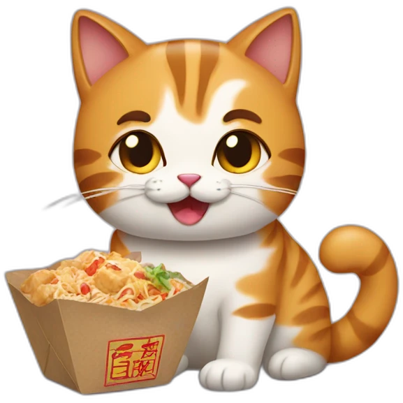 Cat eating Chinese takeout  emoji