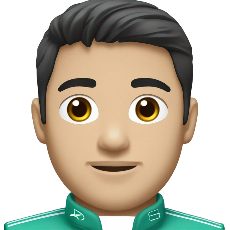 f1 driver, asian, black hair, black eyes, male, korean, mercedes amg petronas f1 emoji