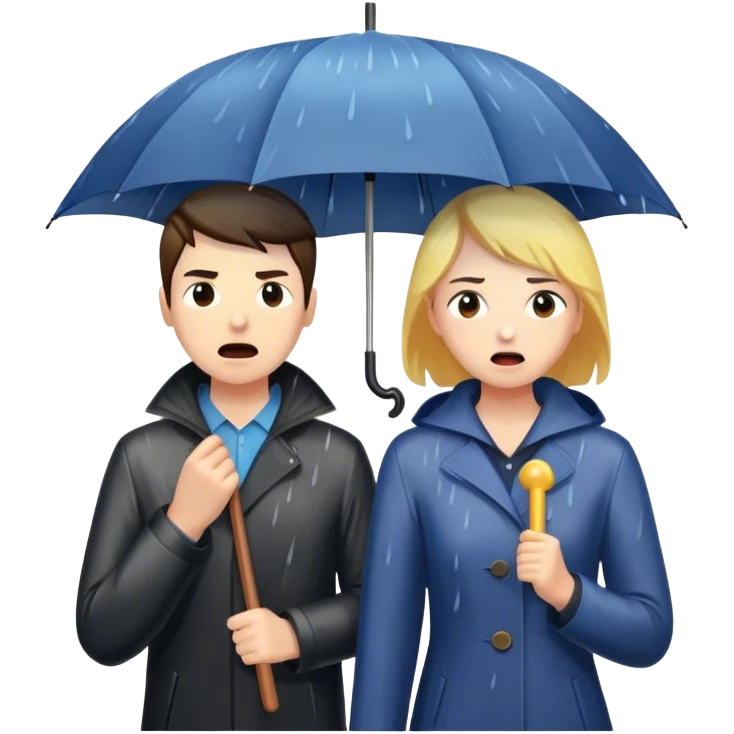A person stands in the rain holding an umbrella, while another person (the narcissist) screams at the storm, getting drenched. The first person looks calm and dry, choosing to protect themselves rather than fight the uncontrollable.  emoji