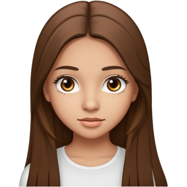 make a teenage 17 year old woman emoji with straight long brown hair and brown eyes with pretty eyelashes wearing a white top latina baddie emoji