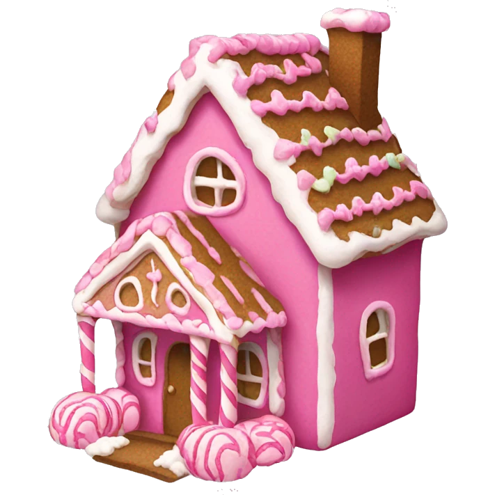 A pink gingerbread house emoji