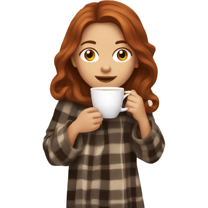 girl with shoulder length auburn hair sipping coffee with a blanket around her emoji