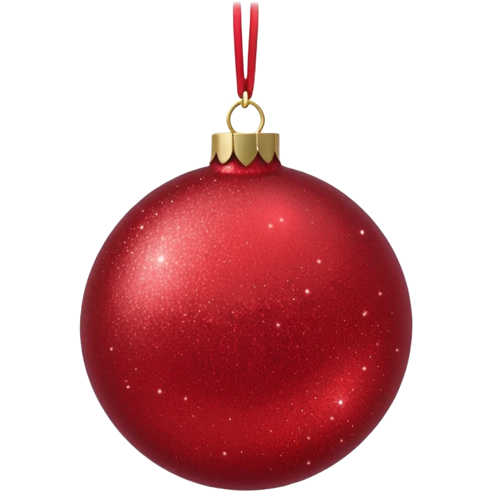 Red glitter ball ornament, matte emoji
