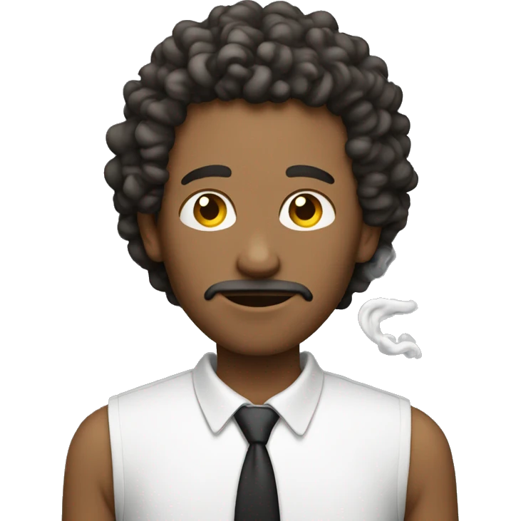 Skinny guy with curly hair smoking emoji