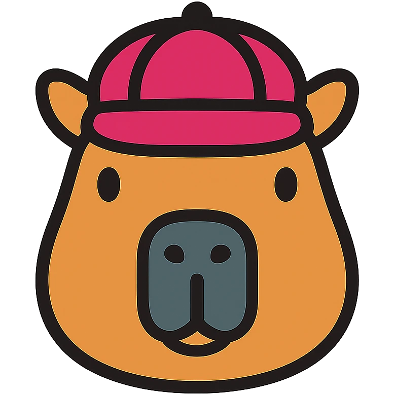 A capybara wearing a raspberry-colored hat emoji