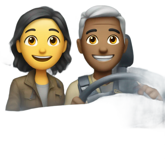 smiling duo in the vehicle emoji