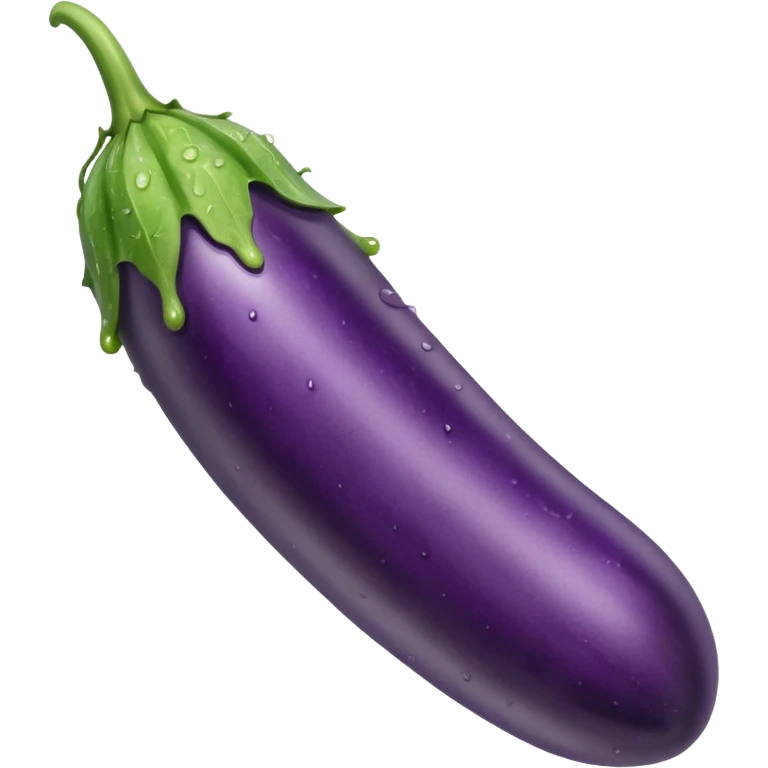 Detailed dripping wet long cucumber shaped eggplant with veins emoji