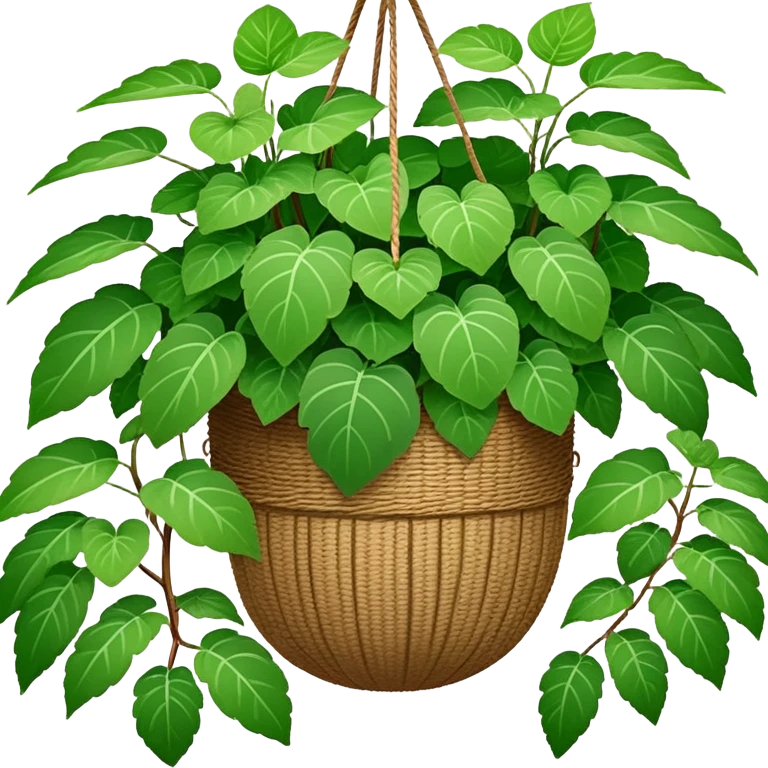 Plectranthus Verticillatus plant with perfectly circular coin-shaped green leaves in a coconut fiber hanging basket emoji