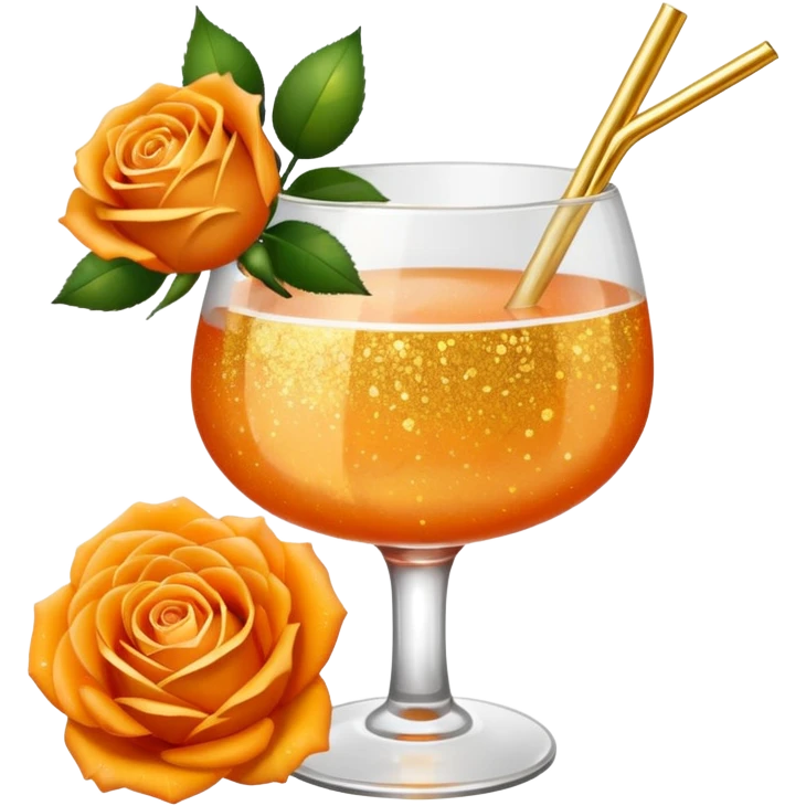 Glittery with orange roses gold mocktail emoji