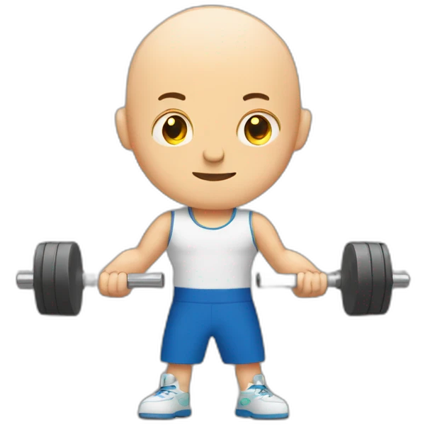 bald man curling dumbells emoji