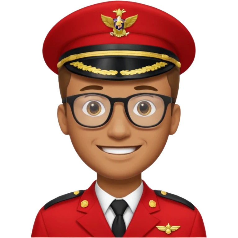 Smiling military man with glasses in red uniform emoji