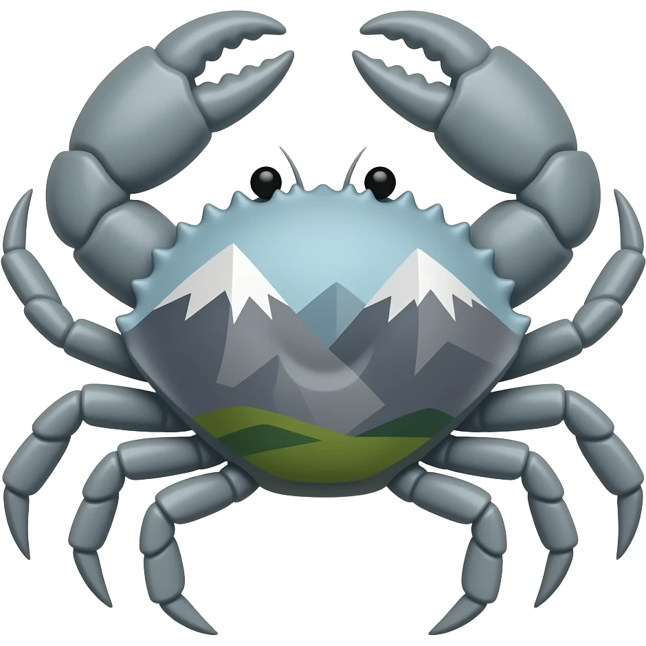A Gray crab with a mountains on his back emoji