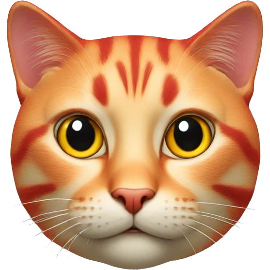 Cat Face red realistic, bright red 3D emoji