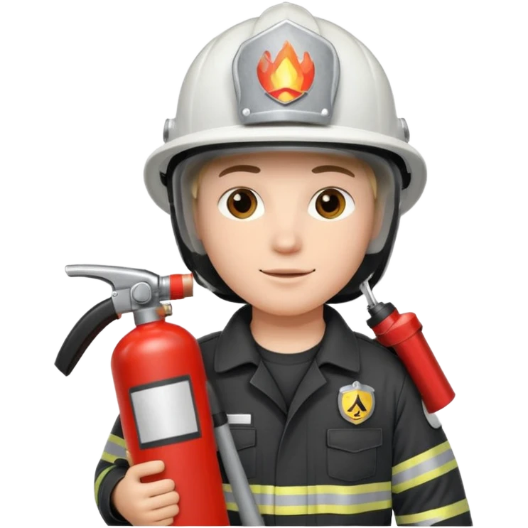 Firefighter with white color helmet with fire extinguisher emoji
