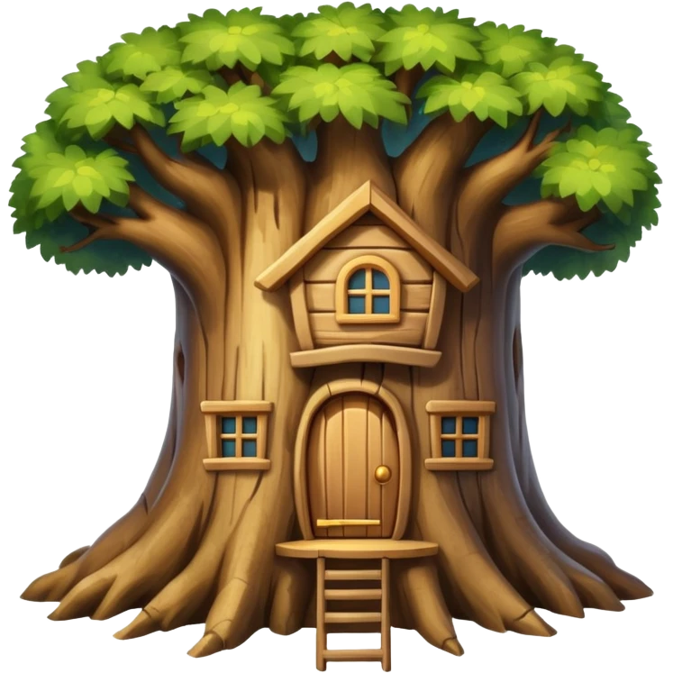 house inside a large tree trunk emoji